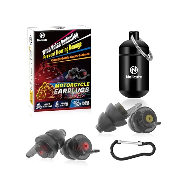 Naiicute Motorcycle Ear Plugs Wind Noise Reduction 2 Pairs, Prevent