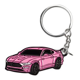 Rislobx Car Keychain for Sedans, Metal Cool Car Models Key Chain Compatible with Mustang Accessories Keychain with Ring (Pink)