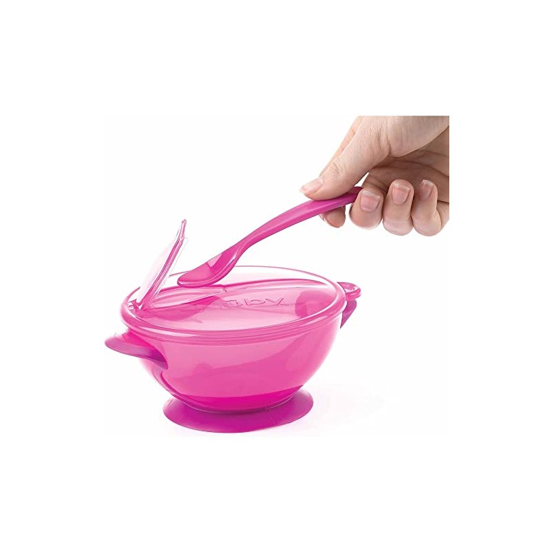 Nûby ID541 9Pink Baby Feeding Bowl with Suction Base and