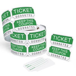 L LIKED 250 Raffle Tickets, Green (4 Color Selection),Double Roll,50/50 Tickets for Events, Entry, Class Reward