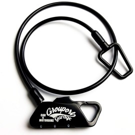 Grouportgarage Helmet Lock, Metal Lock, Φ0.2 x 19.7 inches (4 x 500 mm), Wire, Dial Lock, Motorcycle, Helmet, Keys, (Φ4x500mm, Black)