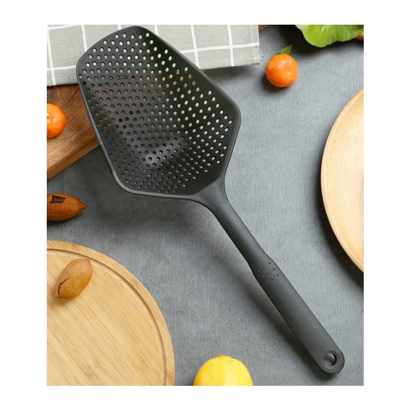 Kitchen Nylon Strainer Scoop Colander, Skimmer Spoon with Long Handle,