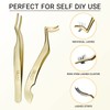 QUEWEL Lash Applicator Tool, 2 Pcs Eyelash Clusters Tweezers For