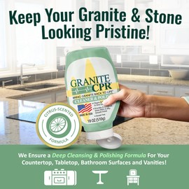 Granite CPR Cleaner & Polish Can Be Used Daily On Granite, Marble, Quartz & Corian. Leaves A Gorgeous Streak-Free Shine & Silky Smooth Finish. Cleans & Polishes All Stone Countertops In One Easy Step.