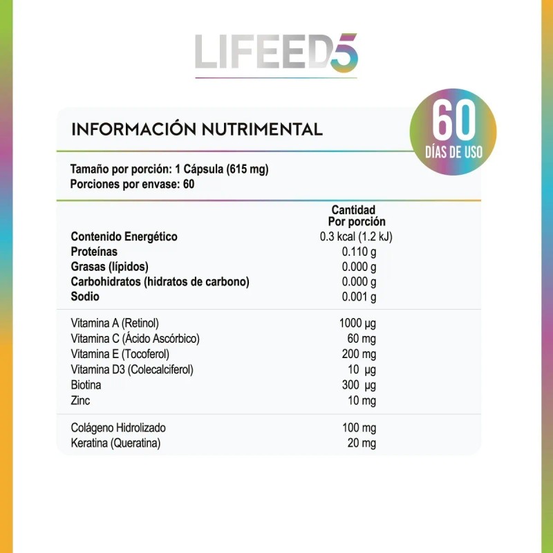 Capsulas Keratina Biotina Colageno Vitamina Cabello Lifeed