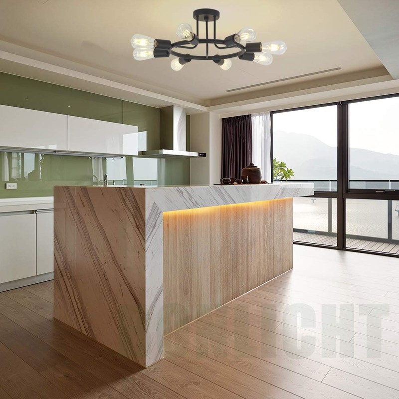 BONLICHT 8 Lights Semi Flush Mount Sputnik Ceiling Light Modern