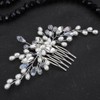 Lenjicons Dainty Pearls Rhinestone Hair Comb Elegant Rhinestone Pearls Headpiece