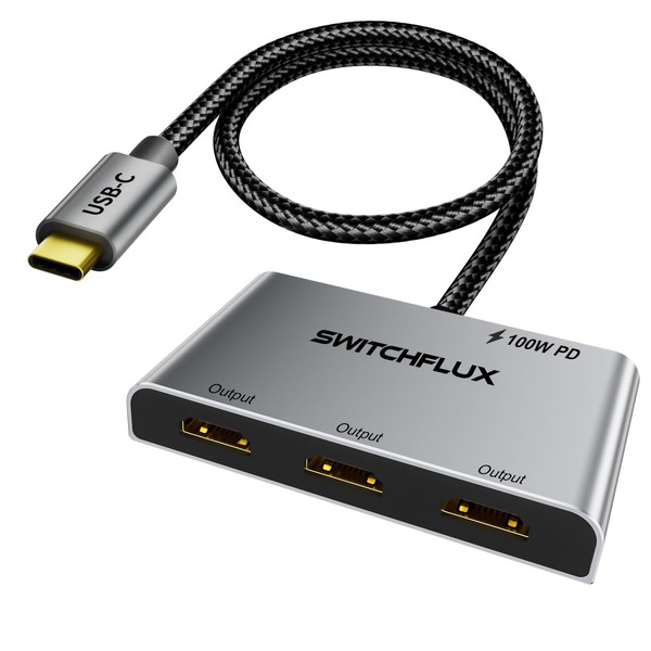 SWITCHFLUX USB C to 3 × HDMI Adapter |4K60Hz HDMI