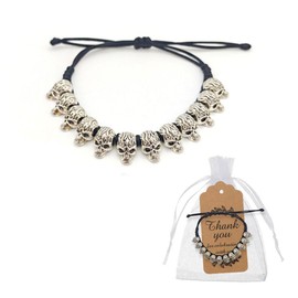 XFSRG Women's Silver Skull Design Stainless Steel Bracelet with Adjustable Charms Punk Fashion Bracelet for Girl and Woman