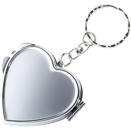 Seadiquiet Heart-Shaped Metal Portable Folding Mirror Key Chain Round Square Heart Shape Cosmetic Mirror Compact Travel Pocket Mirror with Key Ring Keychain