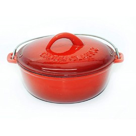 Cajun Classic 6 Qt. Red Enamel Coated Cast Iron Dutch Oven