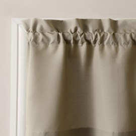 No. 918 Martine Microfiber Semi-Sheer Rod Pocket Kitchen Curtain Valance and Tiers Set, 54" x 24", Taupe