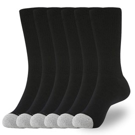 WANDER Calcetines deportivos para hombre para botas, 6 paquetes de calcetines de algodón con cojín completo para hombre, color negro 8-13