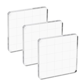 PATIKIL Acrylic Stamp Block, 3 Pack Stamping Block Square Shape with Lines Decorative Mounting Blocks Set for Scrapbooking DIY Crafts Card Making, 2x2