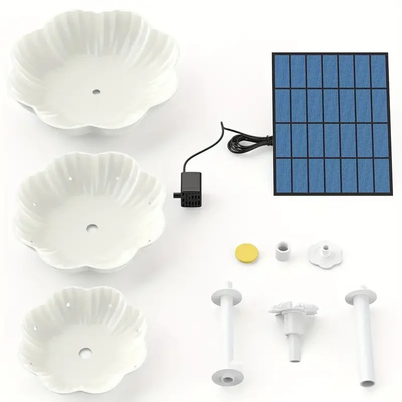 Solar Bird Bath Fountain for Outdoor Décor – 3-Tier Plastic