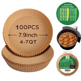Air Fryer Liners Disposable for Most 4-7 QT Air frye, 100 Pcs Non-Stick Parchment Paper for Baking 7.9 Inch Air Fryer Paper Liners Round Airfryer Liners