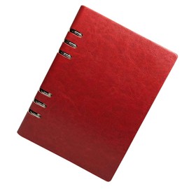 A5 Binder Notebook Loose Leaf Notepad Reusable Refillable Notebook PU Leather Business Meeting Notebook Classic Lined with Bag (Red)