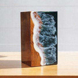  Ocean Wooden Resin Urn | Sea Shore Urn | Unique Urn | Modern Urn | Urns For Human Ashes | adult male urn