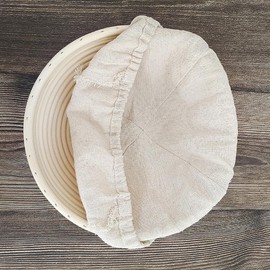 2Pcs Round Bread Proofing Basket Cloth Liner, Rattan Baking Dough Basket Cover Liner, Sourdough Banneton Proofing Cloth, Fermentation Basket Linen Liner for Baking Supplies (25cm)