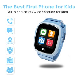 Emojikidz 2025 Model Smart Watch for Kids | Phone Watch & GPS Tracker for Children Ages 3-12 | Calling, Texting, GPS Tracking, Camera, School Mode | SOS & Safety Alerts | SIM Card Included (Blue)