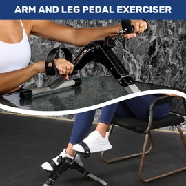 Simple Deluxe Folding Pedal Exercise Bike, Under Desk Bike Pedal Exerciser, Mini Exercise Bike for Arms and Legs Workout, Folding Exercise Peddler Portable with Digital Monitor, Resistance Adjustable