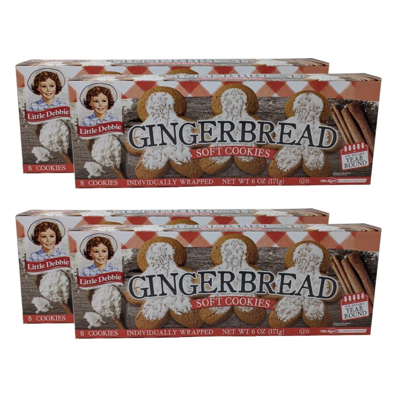 Little Debbie Gingerbread Soft Cookies, 4 Boxes, 32 Individually Wrapped