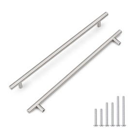 Probrico (5 Pack Kitchen Cabinet Handles,Hole Center (12-4/5 inch) T Bar Cabinet Pulls and Handles,Brushed Nickel Drawer Pulls Stainless Steel Euro Style Dresser Handles