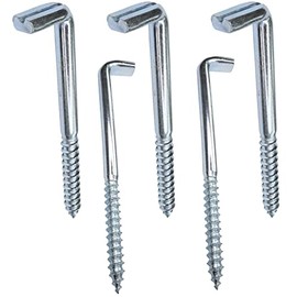 AERZETIX - C47890 - Set of 5 - Screw Hooks Type L for Wood Ø5.8x100mm - Steel - Wood Screw with Thread - with Slot for Screwing in - with Wood Thread