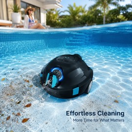 Cordless Robotic Pool Cleaner for Home Pools – 90-Minute Self-Parking Vacuum for Above & Inground Pools