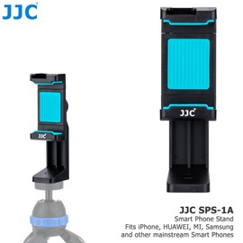JJC Universal 360 Grad drehbar Stativ Halterung mit Verstellbarer Halteklaue, Cold Shoe Mount und Wasserwaage für Smartphones