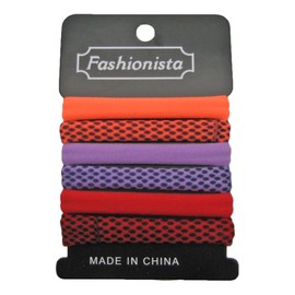 Elastic Multicolor Pop Color No Stitch Line Cute Comfy Ouchless No metal Ponytail Holder Hair Tie Set, Set of 6 (Neon Orange-Lavender-Red (w/Polka dot & no Polka d)