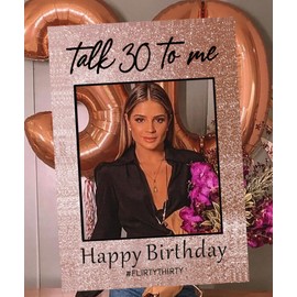 LaVenty Talk 30 to Me Birthday Decoration Talk Thirty To Me Party Photo Booth Props Frame 30th Birthday Decoration Supplies for Her Dirty 30 Birthday Decor