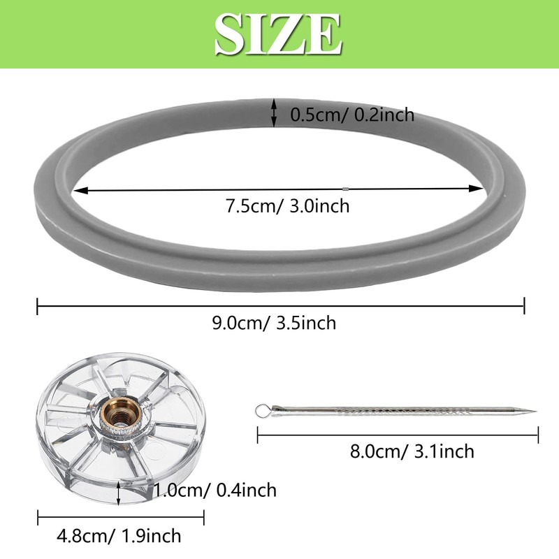 2 Pcs Rubber Ring Seal Gaskets with Top Base Gear