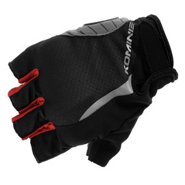 Komine GK-2593 Protective Fingerless Mesh Gloves for Motorcycles Black Red L