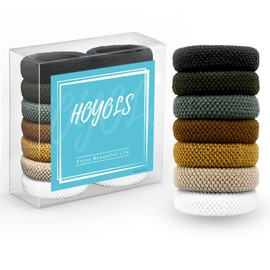 HOYOLS Large Seamless Hair Ties for Thick Hair, Soft Ponytail Holders No Damage Hair Bands for Curly Thin Long Hair Elastics for Women Girls Hair Scrunchies (Autumn Hues Color)