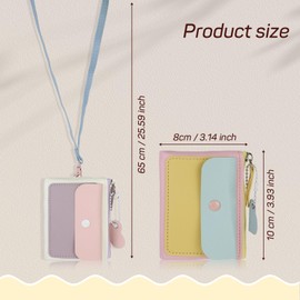 Andiker Small Ladies Purse with Long Neck Lanyard, Soft PU Leather Coin Purse Cute Wallet for Women with Heart-Shape Pendant Snap Zipper Pockets (White)