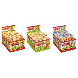 eFrutti Gummi Candy Variety, Mini Burgers, Sour Mini Burgers, and Mini Hot Dogs, .32 Ounce (Pack of 180) - with MYD Bag Clip