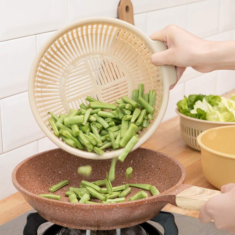 Hemoton Multifunctional Draining Basket, 2-in-1 Sink Strainers,Wash Strainer Colanders Set,Double-Layer