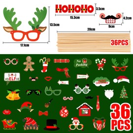 Pack of 37 Christmas Photo Props Photo Box Accessories Inflatable Photo Frame Photo Booth Christmas Decoration Party Accessories Decoration Gifts