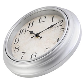 WOOPHEN Retro Wall Clock, Battery Operated 10 Inch Silent Wall Clocks Antique Clock Vintage Decorative for Kitchen Bedroom Living Room Office (Silver)