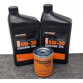 Generac 5W-30 Full Synthetic Oil Change Kit 2 Quarts oil and Filter OEM Funnel