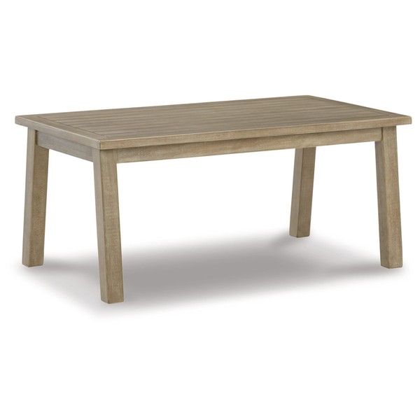 Signature Design by Ashley Barn Cove Outdoor Eucalyptus Patio Coffee Table, Brown