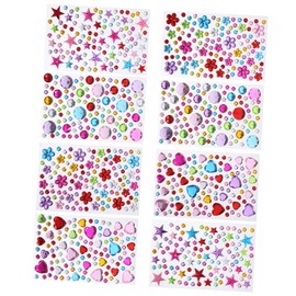 Lurrose Caricaturas 8 Hojas pegatina acrílica gemas autoadhesivas para el cabello pedrería para maquillaje pegatinas de uñas gemas para el cabello niño pegatinas pegatina de joyas de cara