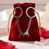 Basic Outline Pinky Promise Couple Keyring, Silver & Black