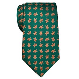 Retreez Christmas Adorable Gingerbread Man Woven Microfiber 3.15" Men's Tie - Green
