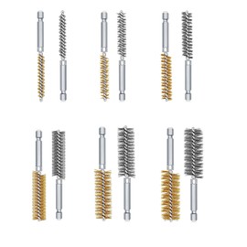 YUENTOEN Wire Brush, Hexagonal Shaft Brass Brush, 12 Pieces (Φ8 mm, Φ9 mm, Φ10 mm, Φ11 mm, Φ12 mm, Φ13 mm, Φ14 mm, Φ15 mm, Φ16 mm, Φ17 mm, Φ18 mm, Φ19 mm), Pipe Brush for Cleaning, Polishing, Rust Removing, and Cleaning