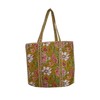 Floral Print Cotton Tote Bag, Quilted Mustard Yellow with Pink