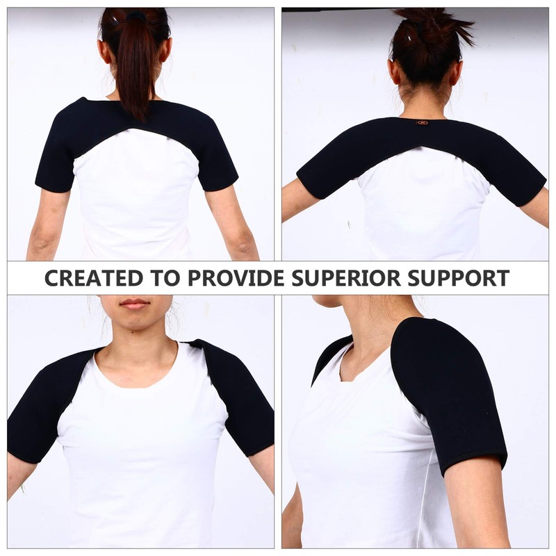 EXCEART Double Shoulder Brace Stability Compression Sleeve Back Shoulder Support
