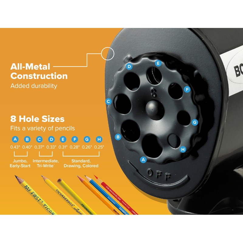 Bostitch Office Wall Mount Manual Pencil Sharpener, 8 Hole Dial,
