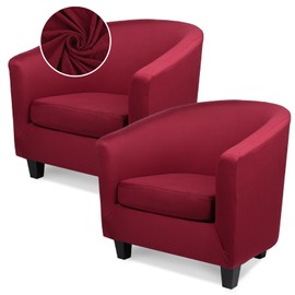 Treaful Tub Chair Slipcovers, 2 Piece Stretch Barrel Club Chair Covers Slipcover with Cushion Cover, Round Soft Armchair Sofa Cover Couch Furniture Protector for Bar Living Room Bedroom Hotel Counter